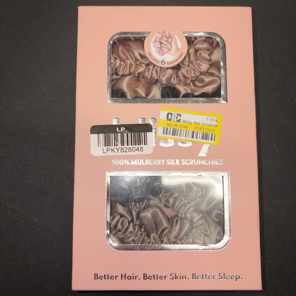 Blissy Machine Washable Mulberry Silk Scrunchies BLACK, ROSE GOLD, TAUPE 20768